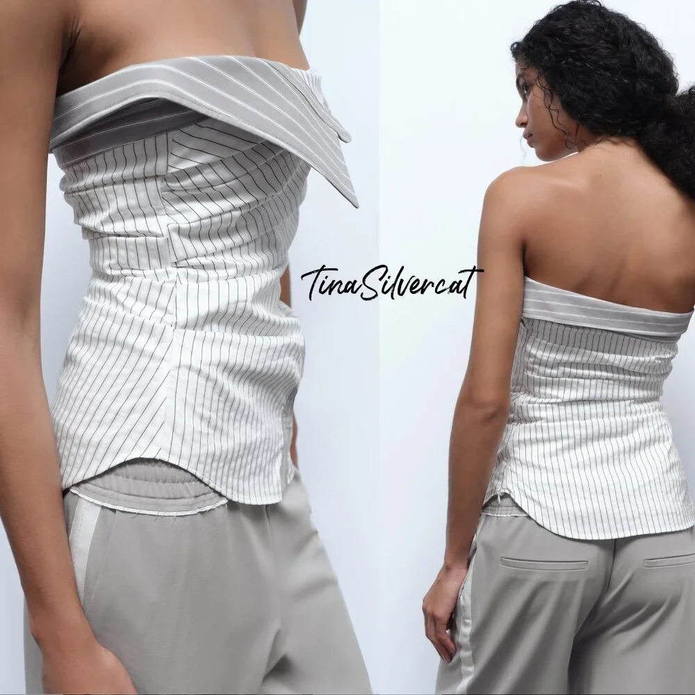 BLOGGER'S FAVE! Zara 2 Piece Pants With Side Stripe & Strapless Top Mid …